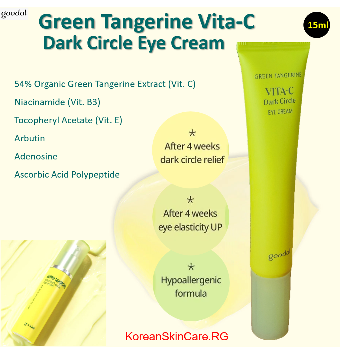 GREEN TANGERINE VITA-C DARK CIRCLE EYE CREAM, (15 ml)