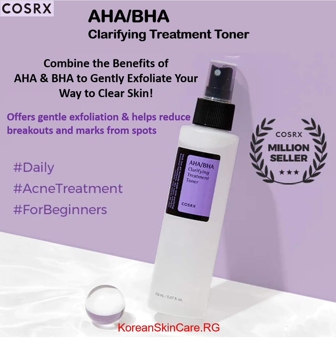 AHA BHA CLARYFING TREATMENT TONER, (150 ml)