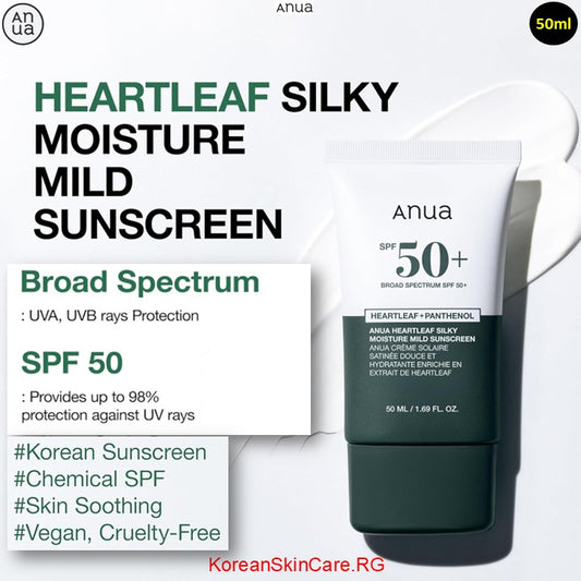HEARTLEAF SILKY MOISTURE MILD SUNSCREEN (50 ml)