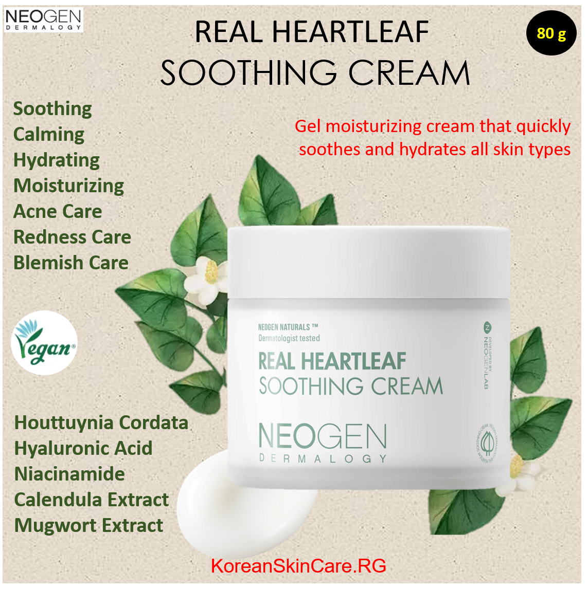 REAL HEARTLEAF SOOTHING CREAM (80ml)