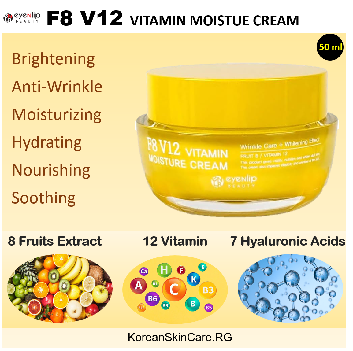 F8 V12 VITAMIN MOISTURE CREAM, (50 ml)